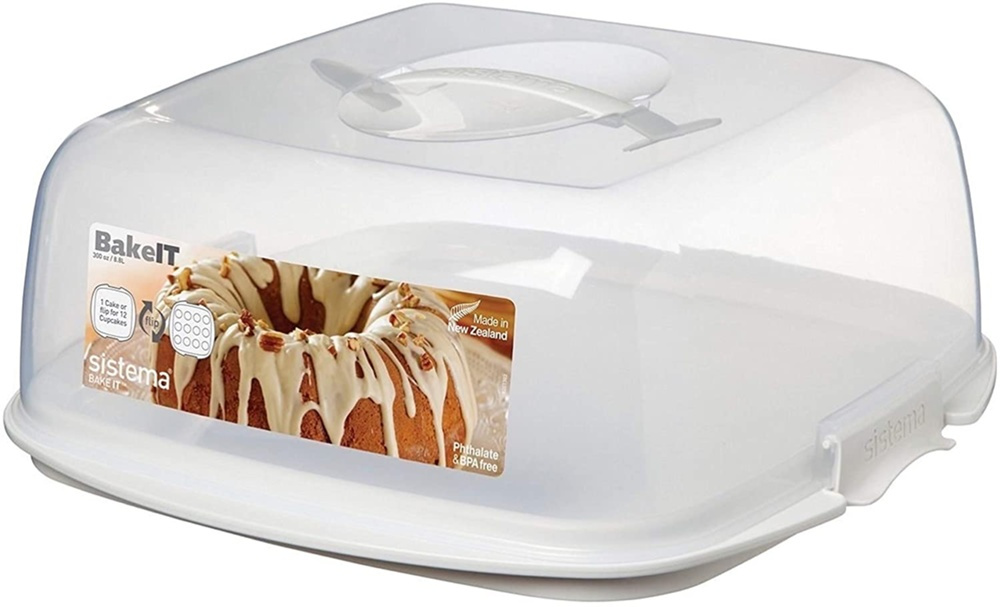Tårtfat med lock, SISTEMA BAKE IT CAKE & CUPCAKE BOX. Transparent / Vit i gruppen Förvaring / Köksförvaring hos SmartaSaker.se (43145)