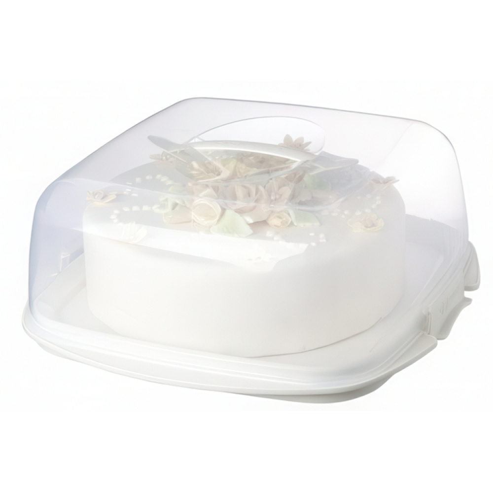 Tårtfat med lock, SISTEMA BAKE IT CAKE & CUPCAKE BOX. Transparent / Vit i gruppen Förvaring / Köksförvaring hos SmartaSaker.se (43145)