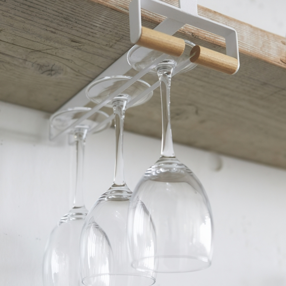 Under hylla vinglas hängare, TOSCA WINE GLASS HANGER, Yamazaki, Vit i gruppen Förvaring / Köksförvaring / Organisera köksskåp / Under hyllan-förvaring hos SmartaSaker.se (43153)