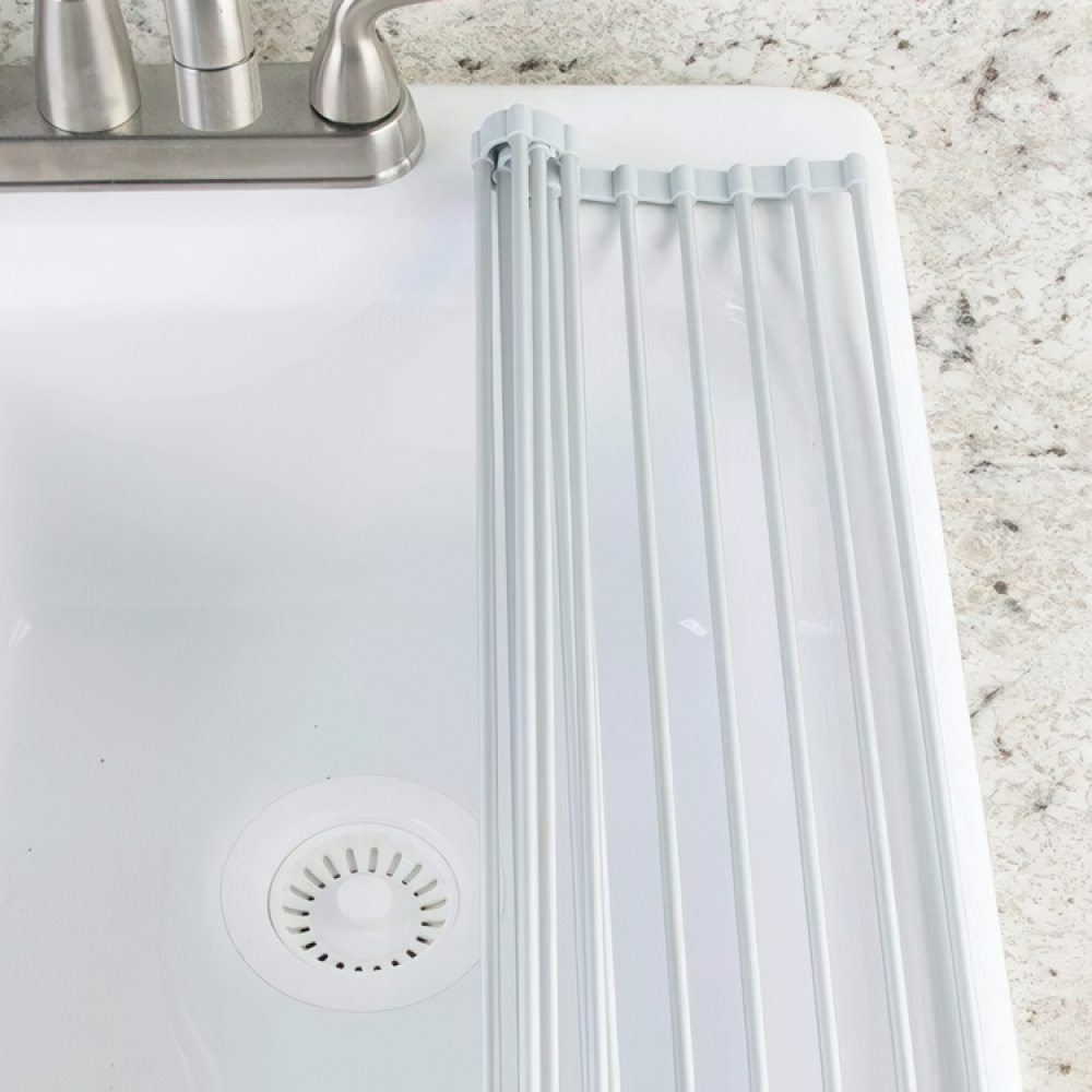 Underlägg över diskho, ALUMINIUM OVER SINK ROLL-UP, 47 x 28 cm, Silver / Grå i gruppen Förvaring / Köksförvaring / Diskställ och diskbänk hos SmartaSaker.se (43156)