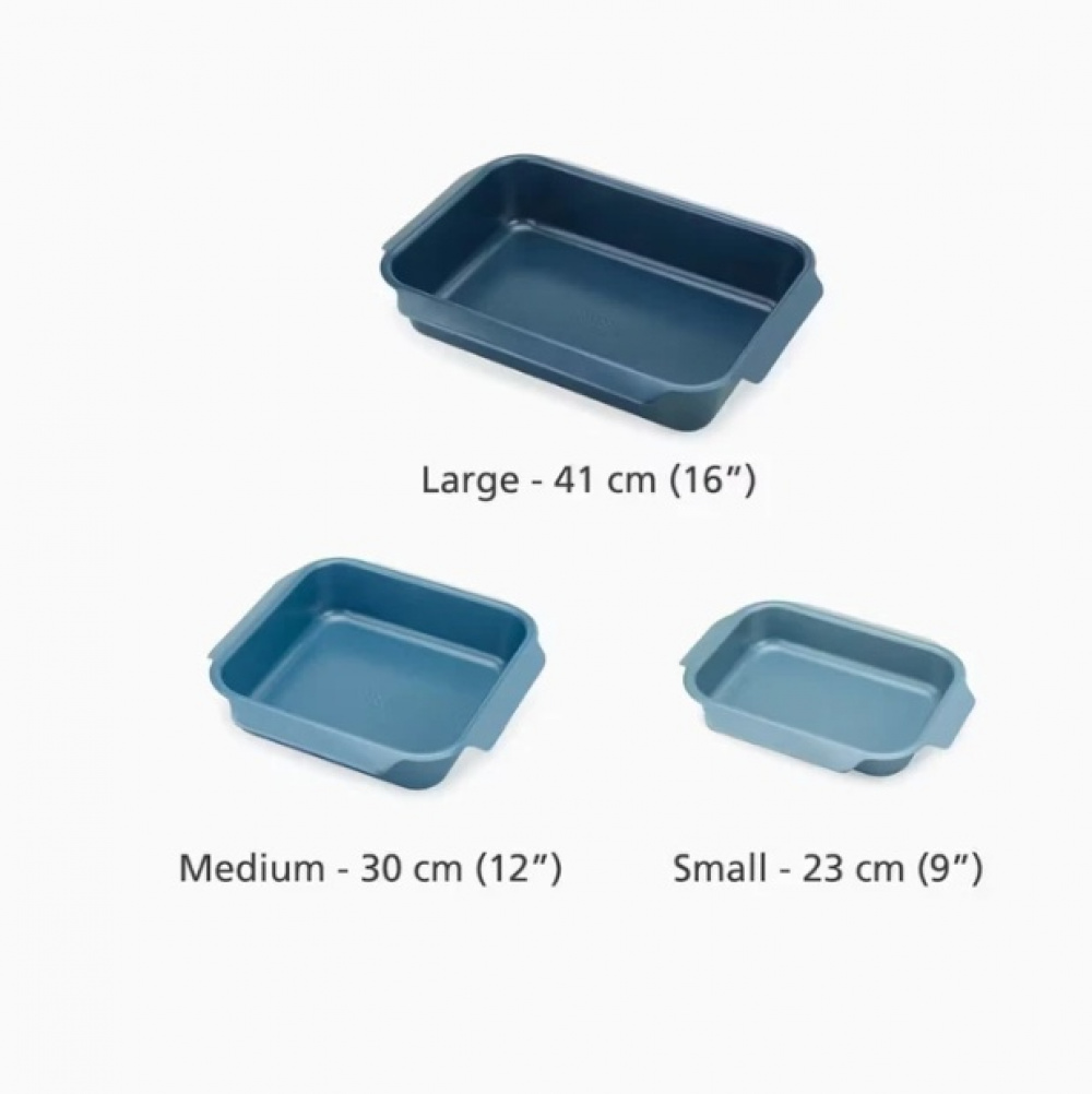 Ungsformar i Kolstål, Set med 3 st, NEST OVEN ROASTING TRAYS, Joseph Joseph, Blå i gruppen Förvaring / Köksförvaring hos SmartaSaker.se (43157)