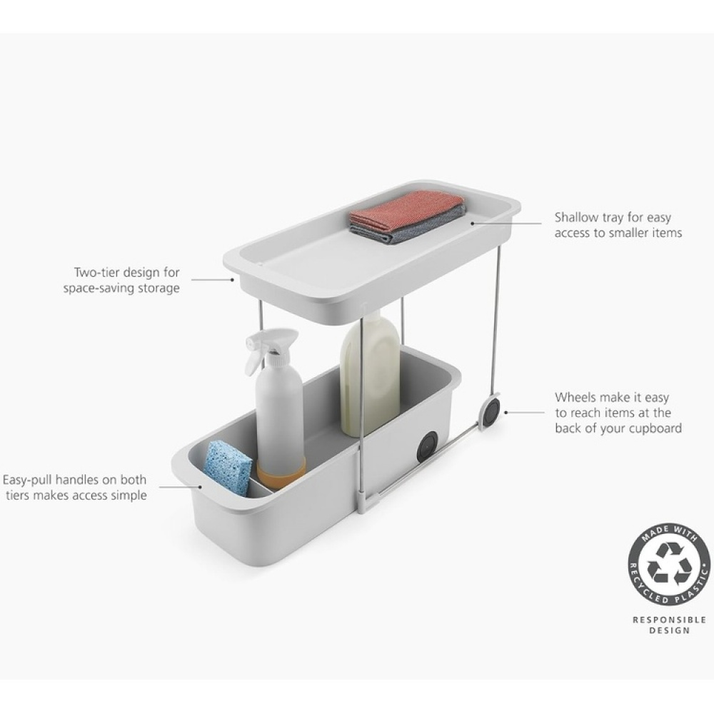 Utdragbar förvaring, EASY ACCESS CADDY, Joseph Joseph, 47 x 20 x H 33,5 cm, Ljusgrå i gruppen Förvaring / Förvaringslådor / JosephJoseph förvaringslådor hos SmartaSaker.se (43161)