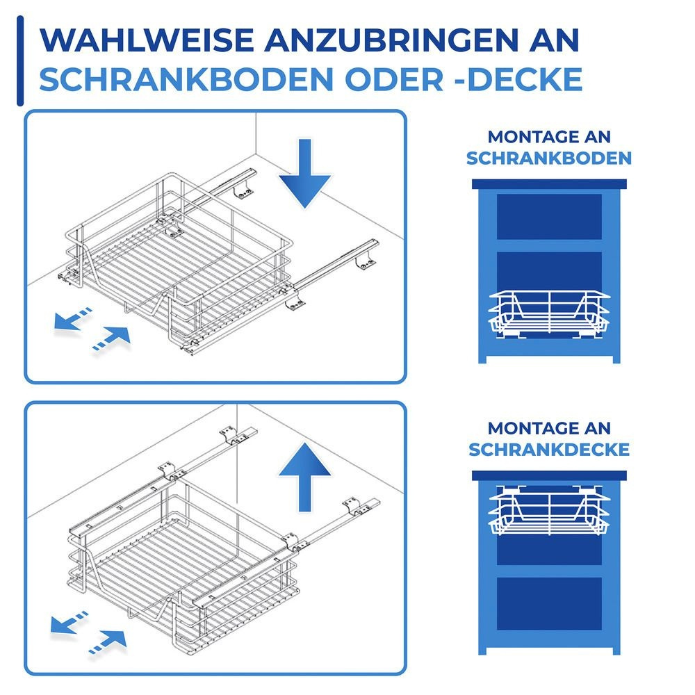 Utdragbar hylla för köksskåp, MAXI SLIDING RACK, 50 x 50 x H 23 cm, Silver i gruppen Förvaring / Köksförvaring / Organisera köksskåp hos SmartaSaker.se (43162)