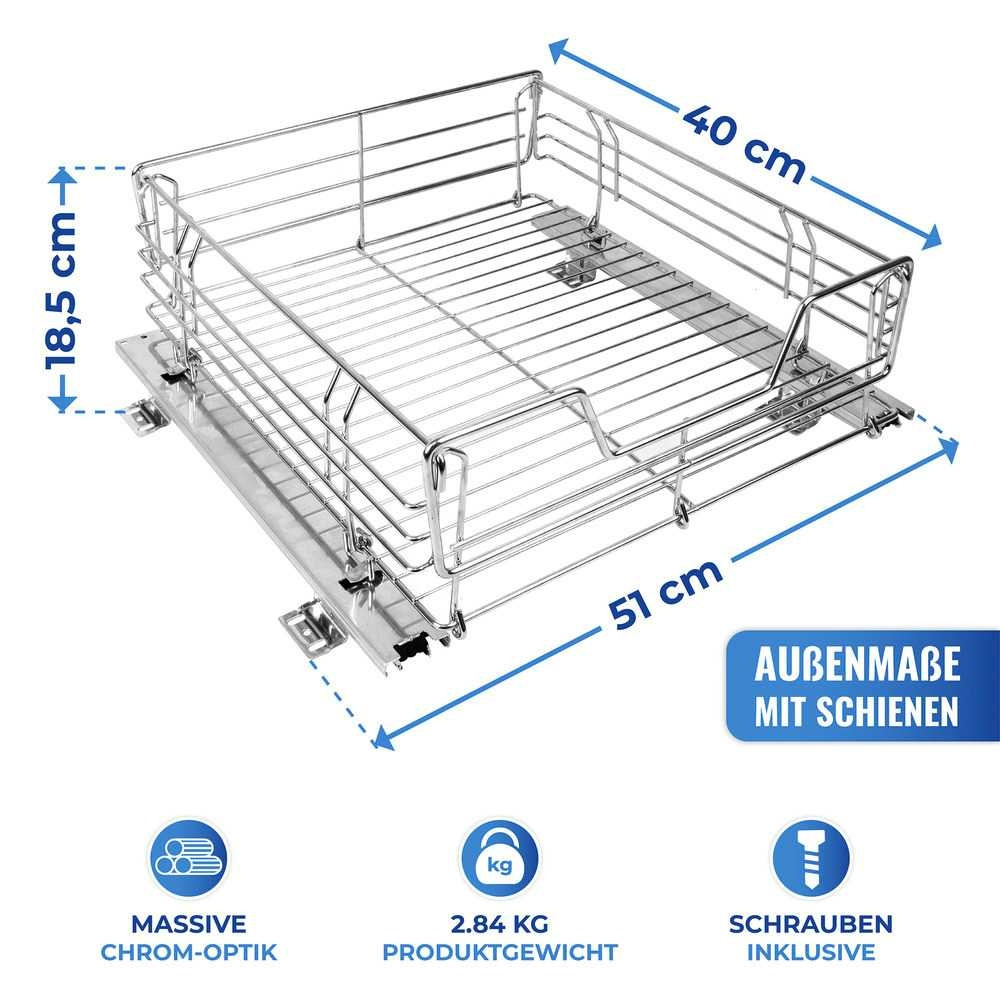 Utdragbar hylla för köksskåp, SLIDING RACK, 51 x 40 x H 18,5 cm, Silver i gruppen Förvaring / Köksförvaring / Organisera köksskåp / Under hyllan-förvaring hos SmartaSaker.se (43163)