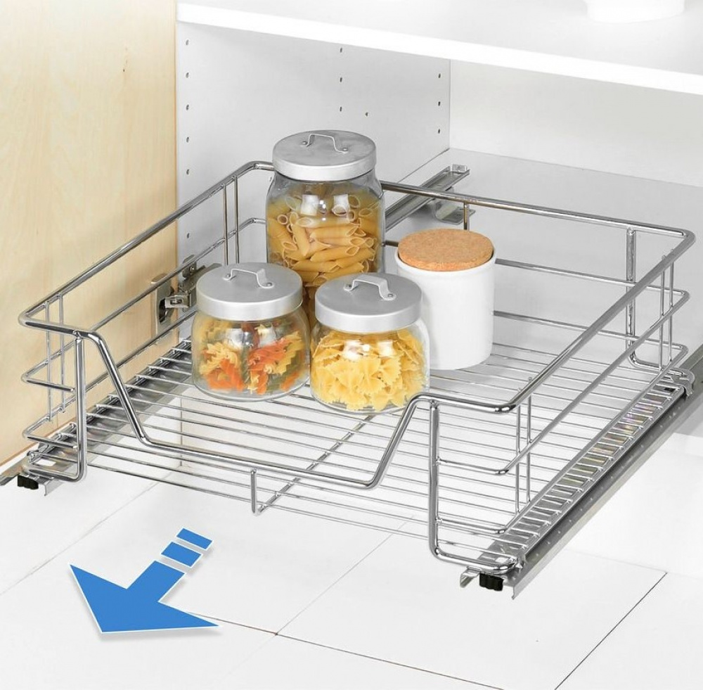Utdragbar hylla för köksskåp, SLIDING RACK, 51 x 40 x H 18,5 cm, Silver i gruppen Förvaring / Köksförvaring / Organisera köksskåp / Under hyllan-förvaring hos SmartaSaker.se (43163)