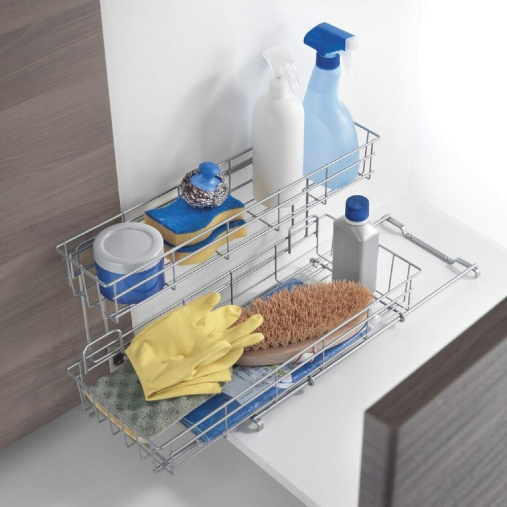 Utdragbar hylla för skåp, LIMPIO SLIDING ORGANISER, 50 x 20 x H 28 cm, Silver i gruppen Förvaring / Köksförvaring / Organisera köksskåp hos SmartaSaker.se (43164)