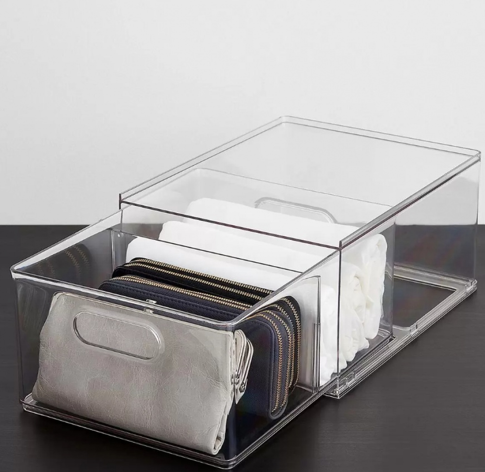 Utdragbar låda med avdelare, THE HOME EDIT ALL PURPOSE BIN DRAWER, 27,3 x 35,6 x H 17cm, Transparent i gruppen Förvaring / Förvaringslådor hos SmartaSaker.se (43168)