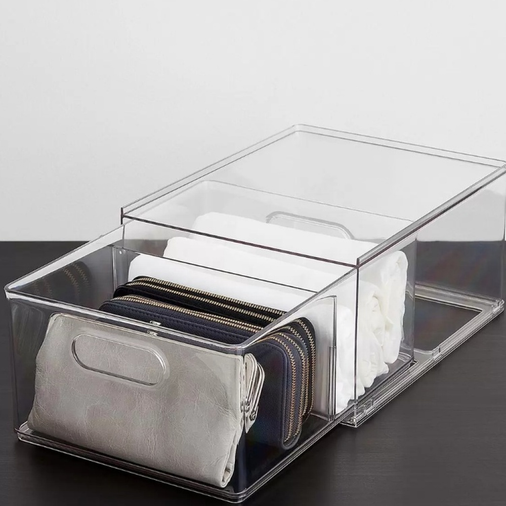 Utdragbar låda med avdelare, THE HOME EDIT ALL PURPOSE BIN DRAWER, 27,3 x 35,6 x H 17cm, Transparent i gruppen Förvaring / Förvaringslådor hos SmartaSaker.se (43168)