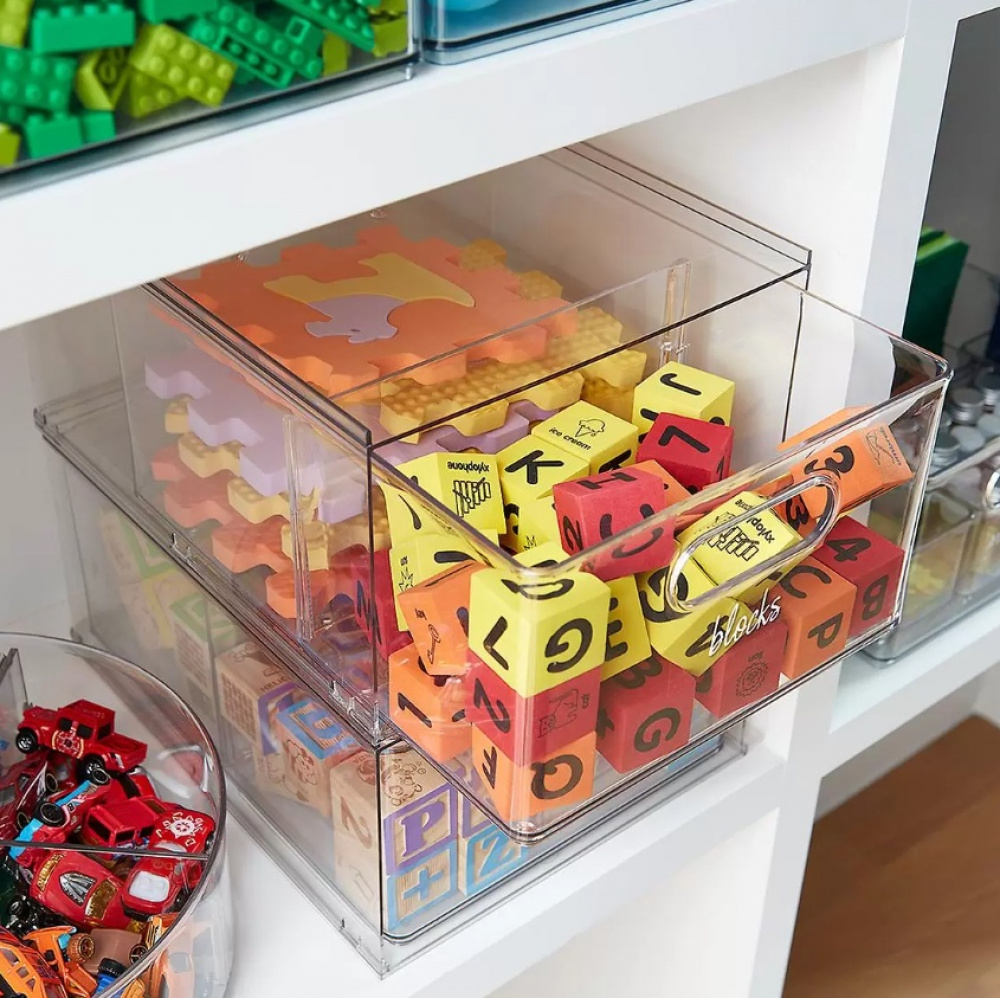 Utdragbar låda med avdelare, THE HOME EDIT ALL PURPOSE BIN DRAWER, 27,3 x 35,6 x H 17cm, Transparent i gruppen Förvaring / Förvaringslådor hos SmartaSaker.se (43168)