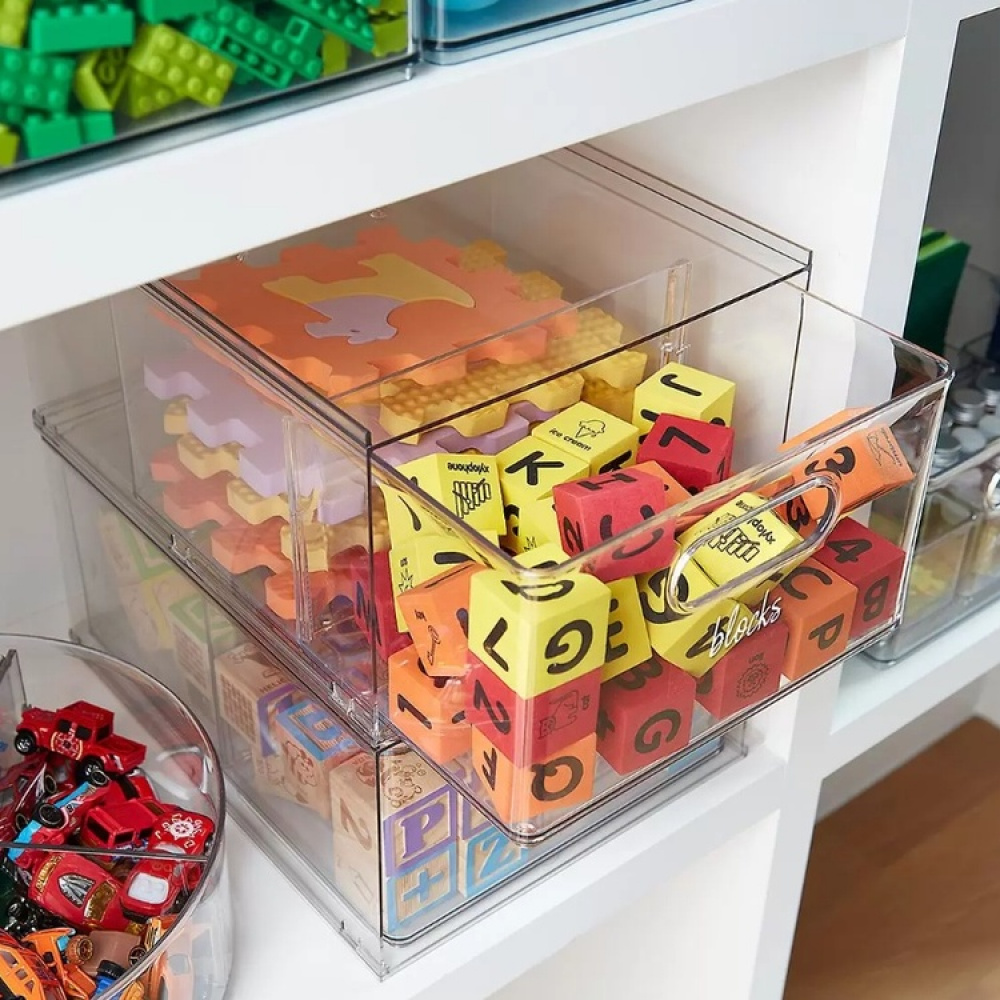 Utdragbar låda med avdelare, THE HOME EDIT ALL PURPOSE BIN DRAWER, 27,3 x 35,6 x H 17cm, Transparent i gruppen Förvaring / Förvaringslådor hos SmartaSaker.se (43168)