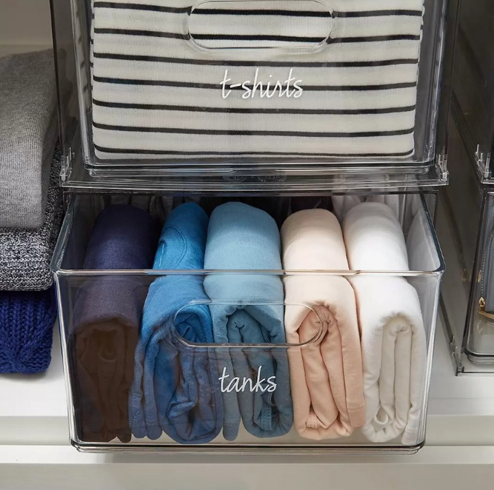 Utdragbar låda med avdelare, THE HOME EDIT ALL PURPOSE BIN DRAWER, 27,3 x 35,6 x H 17cm, Transparent i gruppen Förvaring / Förvaringslådor hos SmartaSaker.se (43168)