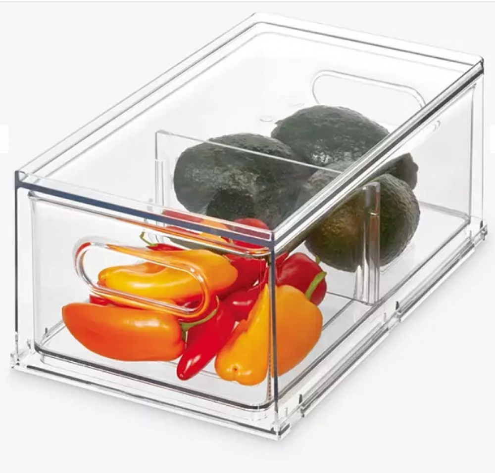 Utdragbar låda med avdelare, THE HOME EDIT FRIDGE DRAWER, 17x 31,4 x H 12 cm, Transparent i gruppen Förvaring / Köksförvaring / Kylskåpsförvaring hos SmartaSaker.se (43169)