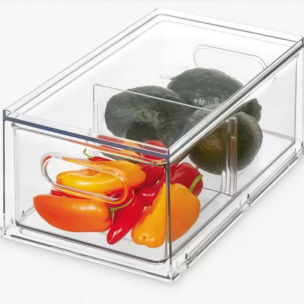 Utdragbar låda med avdelare, THE HOME EDIT FRIDGE DRAWER, 17x 31,4 x H 12 cm, Transparent i gruppen Förvaring / Köksförvaring / Kylskåpsförvaring hos SmartaSaker.se (43169)
