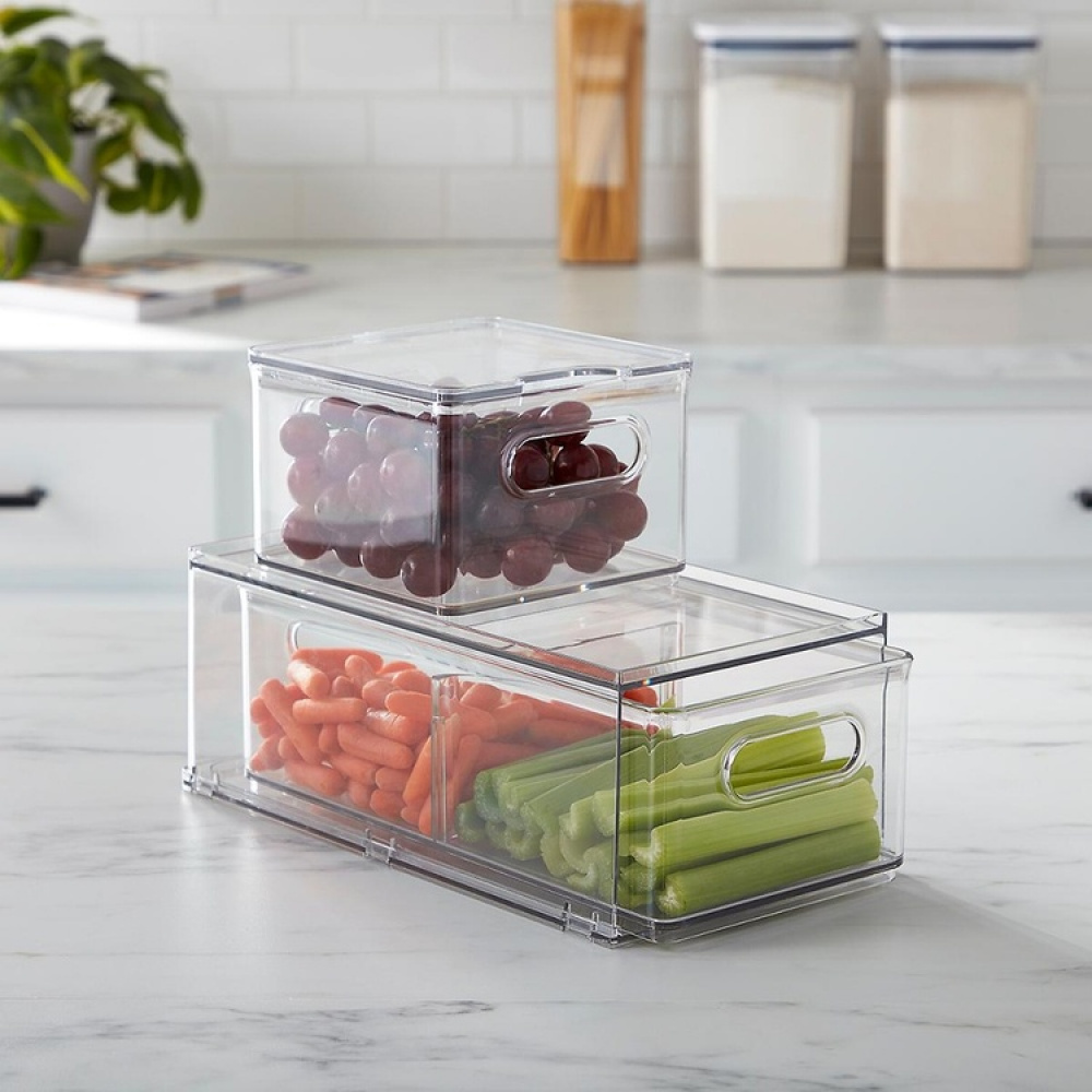 Utdragbar låda med avdelare, THE HOME EDIT FRIDGE DRAWER, 17x 31,4 x H 12 cm, Transparent i gruppen Förvaring / Köksförvaring / Kylskåpsförvaring hos SmartaSaker.se (43169)