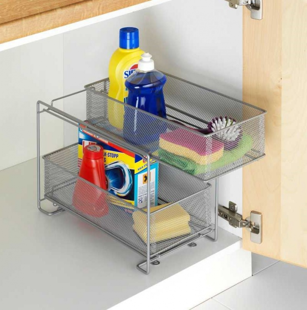 Utdragbara korgar, PULL-OUT- STORAGE, 35 x 19 x H 34 cm, Silver i gruppen Förvaring / Köksförvaring / Organisera köksskåp / Under diskbänksförvaring hos SmartaSaker.se (43174)