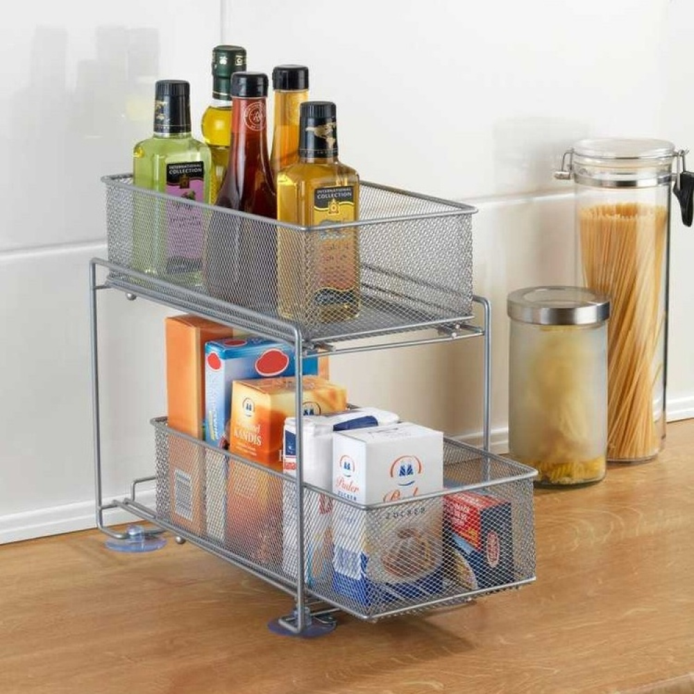 Utdragbara korgar, PULL-OUT- STORAGE, 35 x 19 x H 34 cm, Silver i gruppen Förvaring / Köksförvaring / Organisera köksskåp / Under diskbänksförvaring hos SmartaSaker.se (43174)