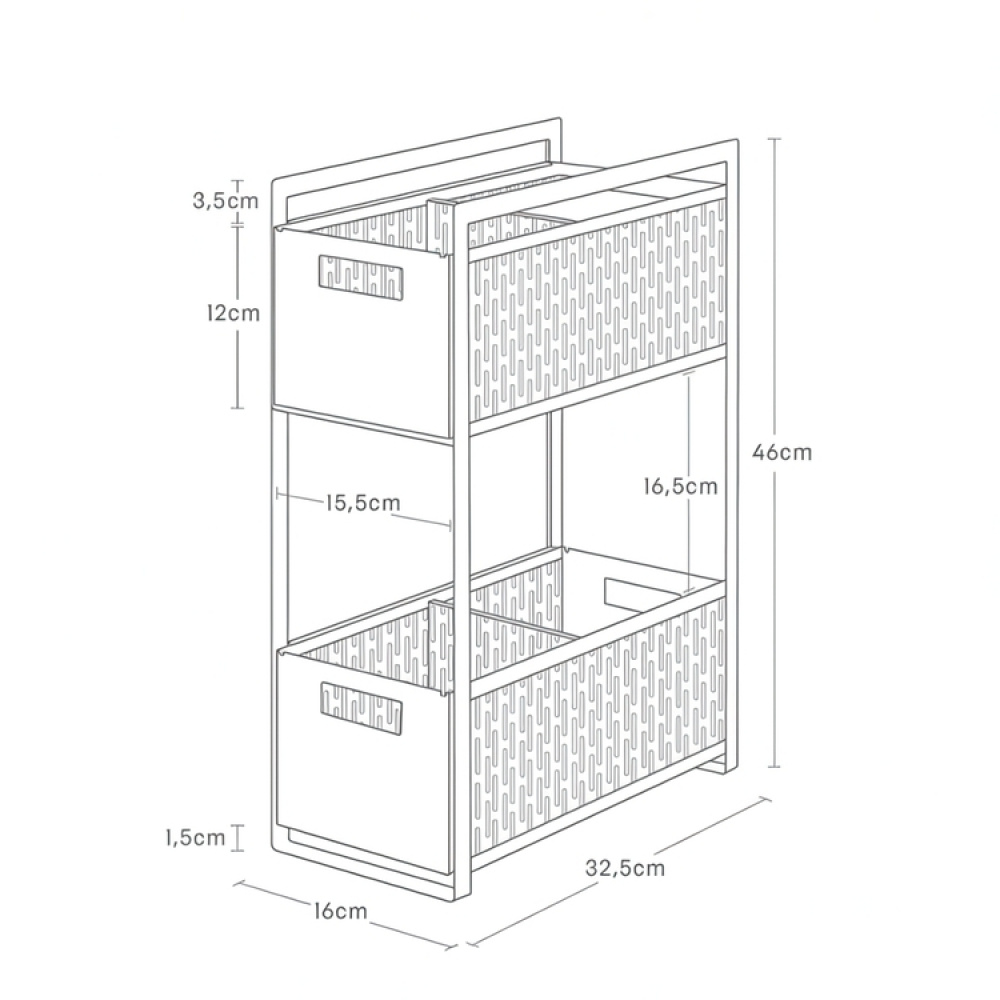 Utdragbara korgar, TOWER 2-TIERD BASKETS, Yamazaki, 32.5 x 16 x H 46 cm i gruppen Förvaring / Köksförvaring / Organisera köksskåp / Under diskbänksförvaring hos SmartaSaker.se (43176)