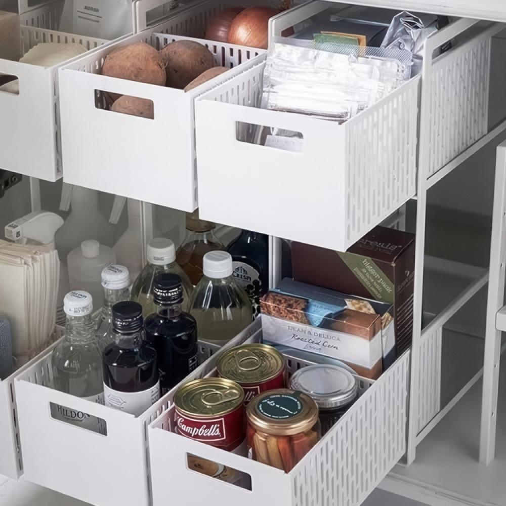 Utdragbara korgar, TOWER 2-TIERD BASKETS, Yamazaki, 32.5 x 16 x H 46 cm i gruppen Förvaring / Köksförvaring / Organisera köksskåp / Under diskbänksförvaring hos SmartaSaker.se (43176)