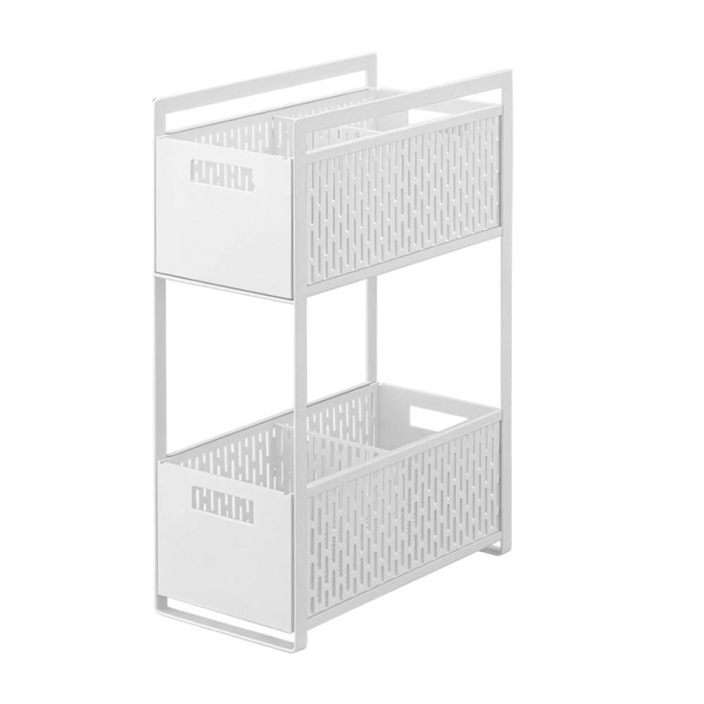 Utdragbara korgar, TOWER 2-TIERD BASKETS, Yamazaki, 32.5 x 16 x H 46 cm i gruppen Förvaring / Köksförvaring / Organisera köksskåp / Under diskbänksförvaring hos SmartaSaker.se (43176)
