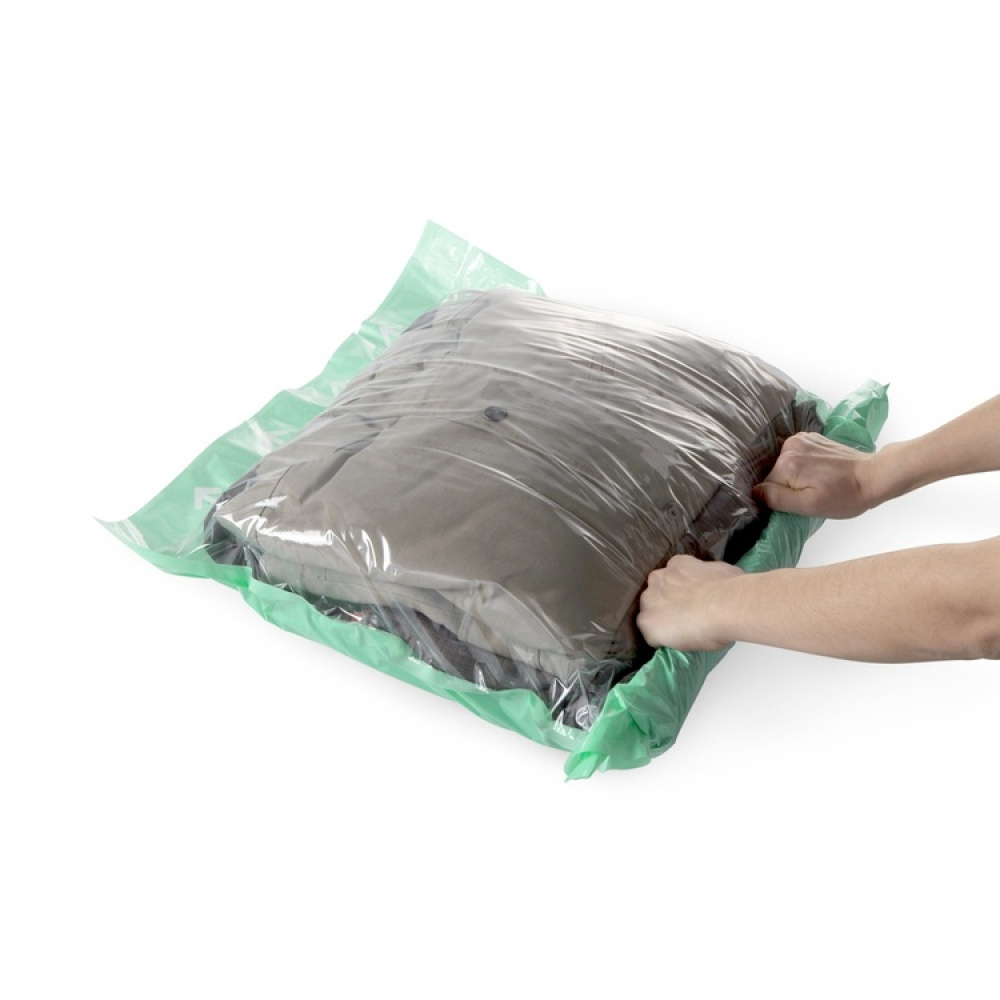 Vakuumpåsar, 2 st, MANUAL ROLL-UP, Large, 70 x 55cm, Klar / Grön i gruppen Förvaring / Garderobsförvaring / Vakuumförvaring / Manuella vakuumpåsar hos SmartaSaker.se (43183)