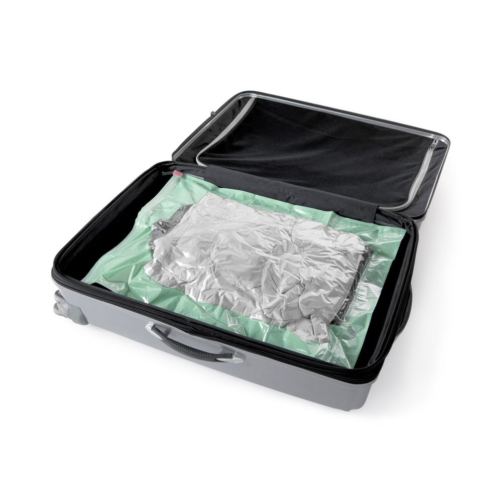 Vakuumpåsar, 2 st, MANUAL ROLL-UP, Large, 70 x 55cm, Klar / Grön i gruppen Förvaring / Garderobsförvaring / Vakuumförvaring / Manuella vakuumpåsar hos SmartaSaker.se (43183)