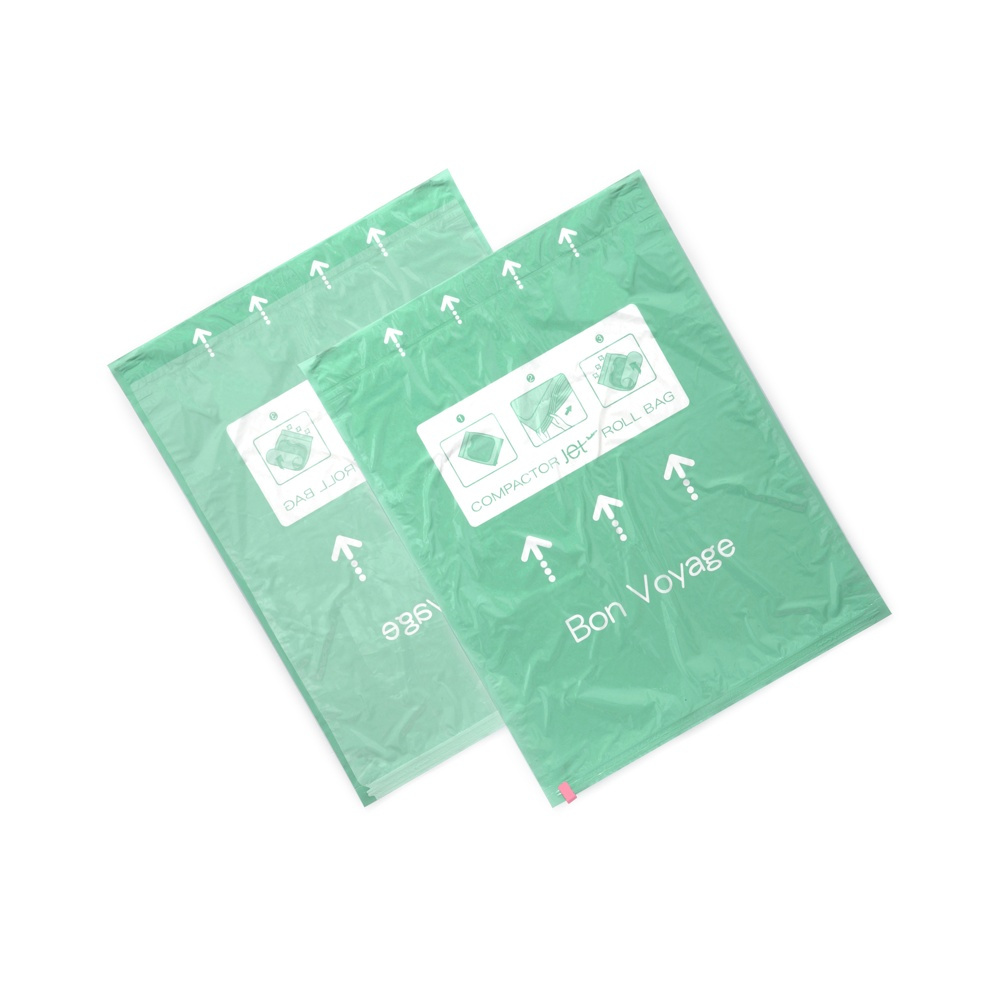 Vakuumpåsar, 2 st, MANUAL ROLL-UP, Large, 70 x 55cm, Klar / Grön i gruppen Förvaring / Garderobsförvaring / Vakuumförvaring / Manuella vakuumpåsar hos SmartaSaker.se (43183)