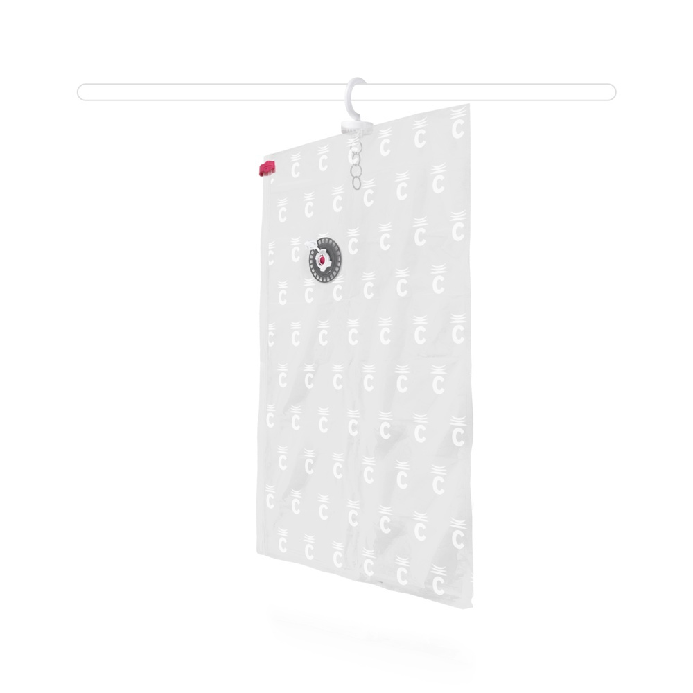 Vakuumpåse med galge, ESPACE SHORT, Kort 70 x H 105 cm, Transparent i gruppen Förvaring / Garderobsförvaring / Vakuumförvaring / Hängande vakuumpåsar hos SmartaSaker.se (43188)