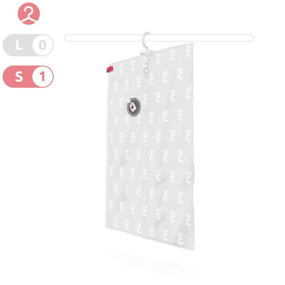 Vakuumpåse med galge, ESPACE SHORT, Kort 70 x H 105 cm, Transparent i gruppen Förvaring / Garderobsförvaring / Vakuumförvaring / Hängande vakuumpåsar hos SmartaSaker.se (43188)