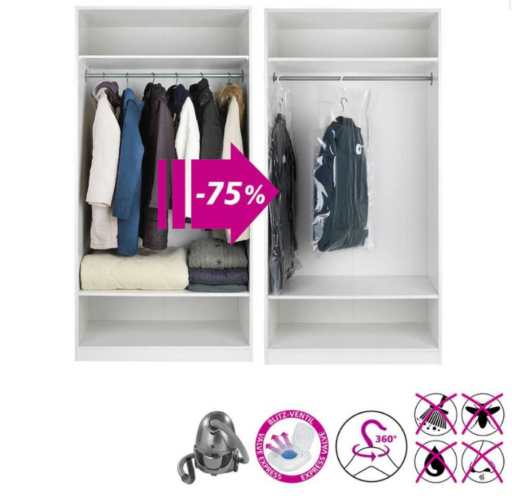 Vakuumpåse med galge, RAUMSPAR LARGE, 70 x H 105 cm, Klar i gruppen Förvaring / Garderobsförvaring / Vakuumförvaring / Hängande vakuumpåsar hos SmartaSaker.se (43190)