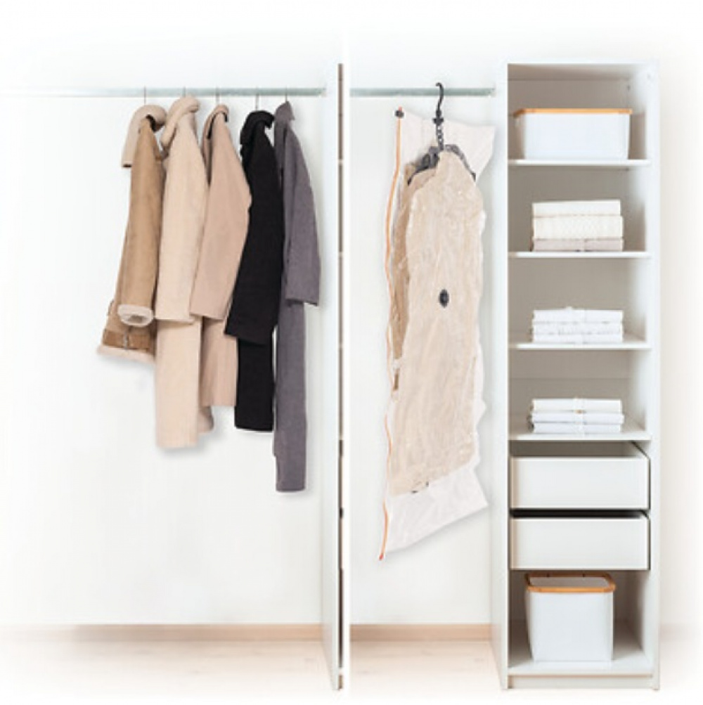 Vakuumpåse med galge, SAC COMPRESSEUR, 69 x H 138 cm, Klar i gruppen Förvaring / Garderobsförvaring / Vakuumförvaring / Hängande vakuumpåsar hos SmartaSaker.se (43192)