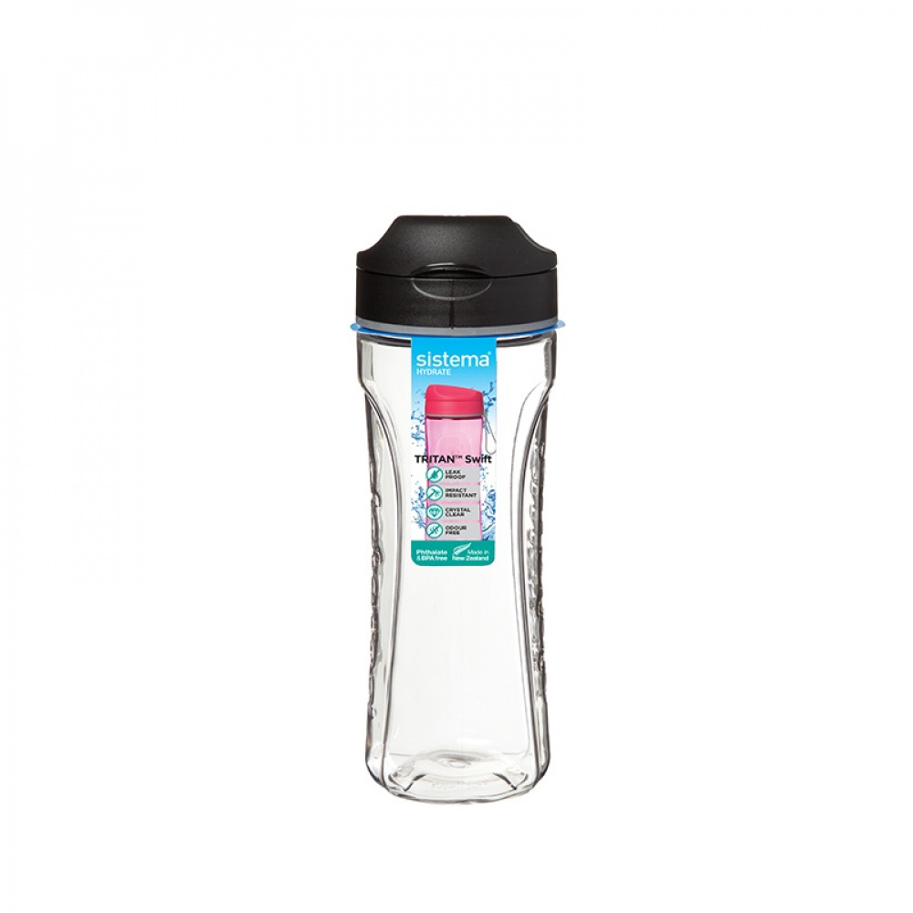 Vattenflaska, 600 ml, TRITAN SWIFT, Klar / Svart i gruppen Förvaring / Köksförvaring / Matlådor / Sistema matlådor hos SmartaSaker.se (43201)