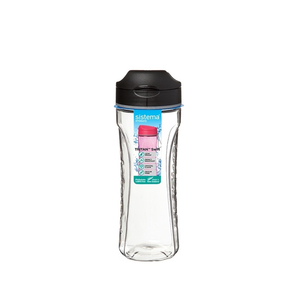 Vattenflaska, 600 ml, TRITAN SWIFT, Klar / Svart i gruppen Förvaring / Köksförvaring / Matlådor / Sistema matlådor hos SmartaSaker.se (43201)