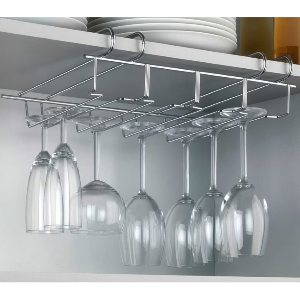 Vinglas hängare för 12 glas, under hylla, LARGE GLASS HANGER, Silver i gruppen Förvaring / Köksförvaring / Organisera köksskåp / Under diskbänksförvaring hos SmartaSaker.se (43219)