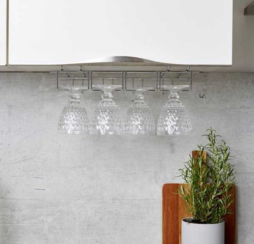 Vinglas hängare för 12 glas, under hylla, LARGE GLASS HANGER, Silver i gruppen Förvaring / Köksförvaring hos SmartaSaker.se (43219)