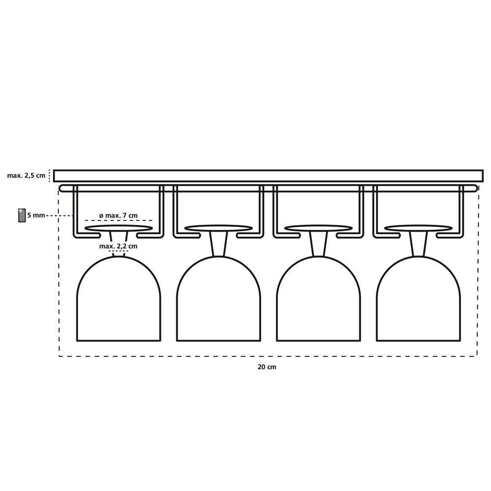 Vinglas hängare för 12 glas, under hylla, LARGE GLASS HANGER, Silver i gruppen Förvaring / Köksförvaring hos SmartaSaker.se (43219)