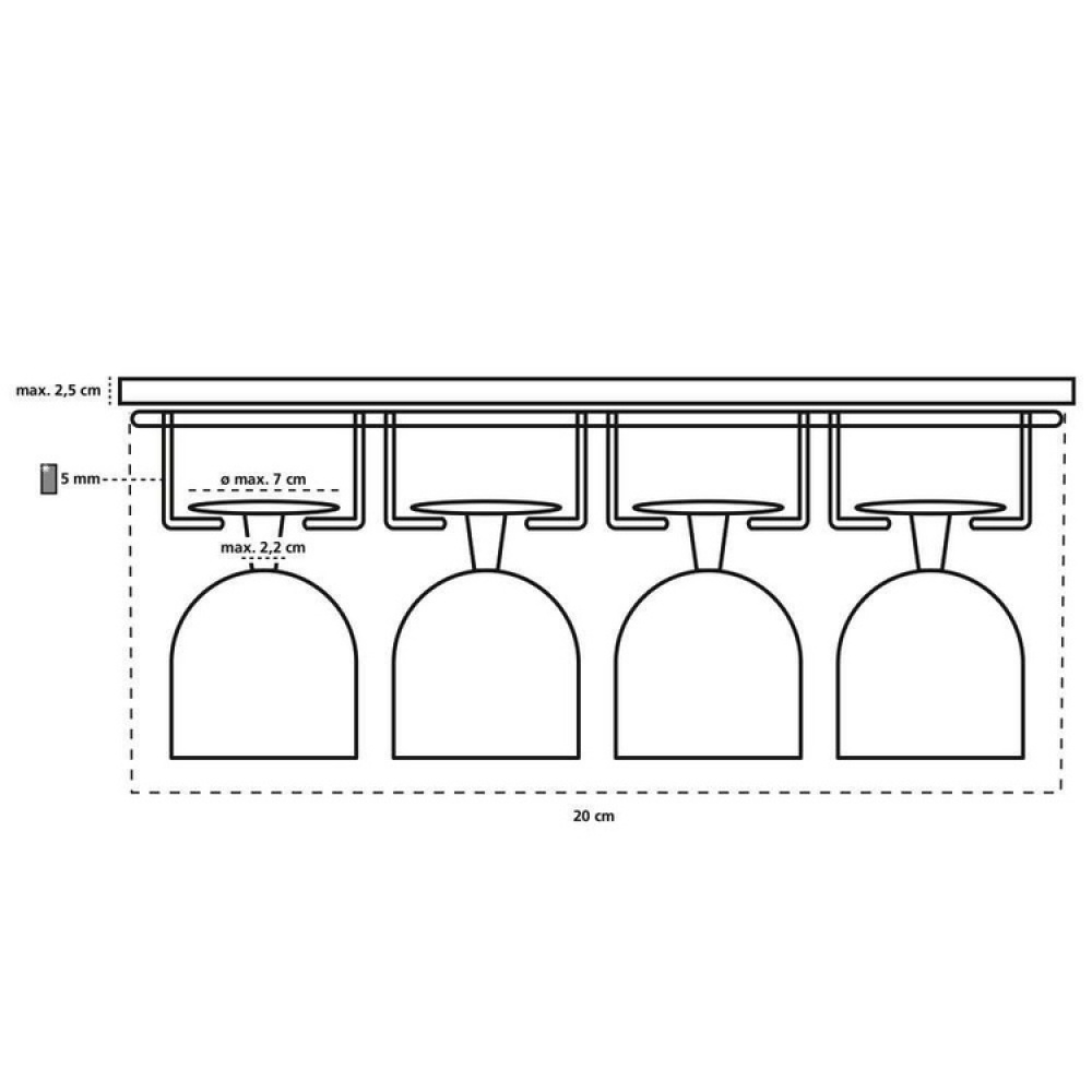 Vinglas hängare för 12 glas, under hylla, LARGE GLASS HANGER, Silver i gruppen Förvaring / Köksförvaring / Organisera köksskåp / Under diskbänksförvaring hos SmartaSaker.se (43219)