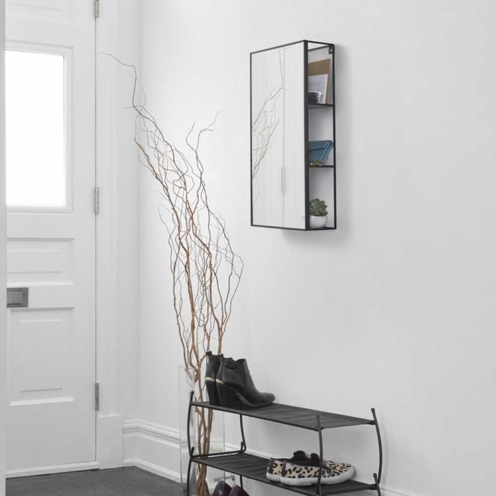 Väggförvaring med spegel, CUBIKO MIRROR, 30,5 x 13 x H 61cm, Umbra, Svart i gruppen Förvaring / Badrumsförvaring hos SmartaSaker.se (43226)