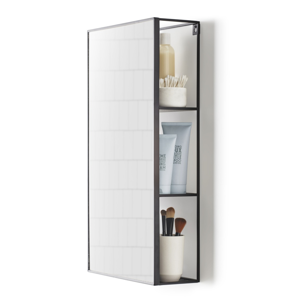 Väggförvaring med spegel, CUBIKO MIRROR, 30,5 x 13 x H 61cm, Umbra, Svart i gruppen Förvaring / Badrumsförvaring hos SmartaSaker.se (43226)