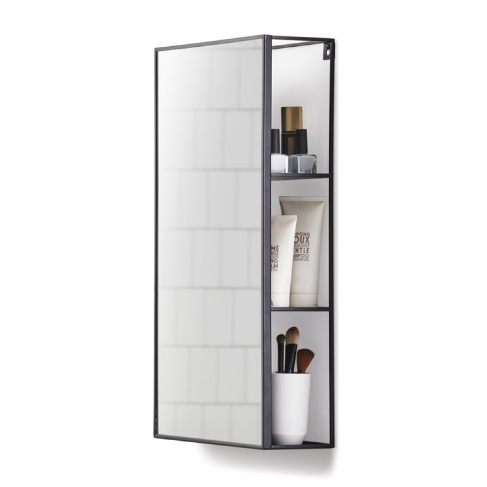 Väggförvaring med spegel, CUBIKO MIRROR, 30,5 x 13 x H 61cm, Umbra, Svart i gruppen Förvaring / Badrumsförvaring hos SmartaSaker.se (43226)