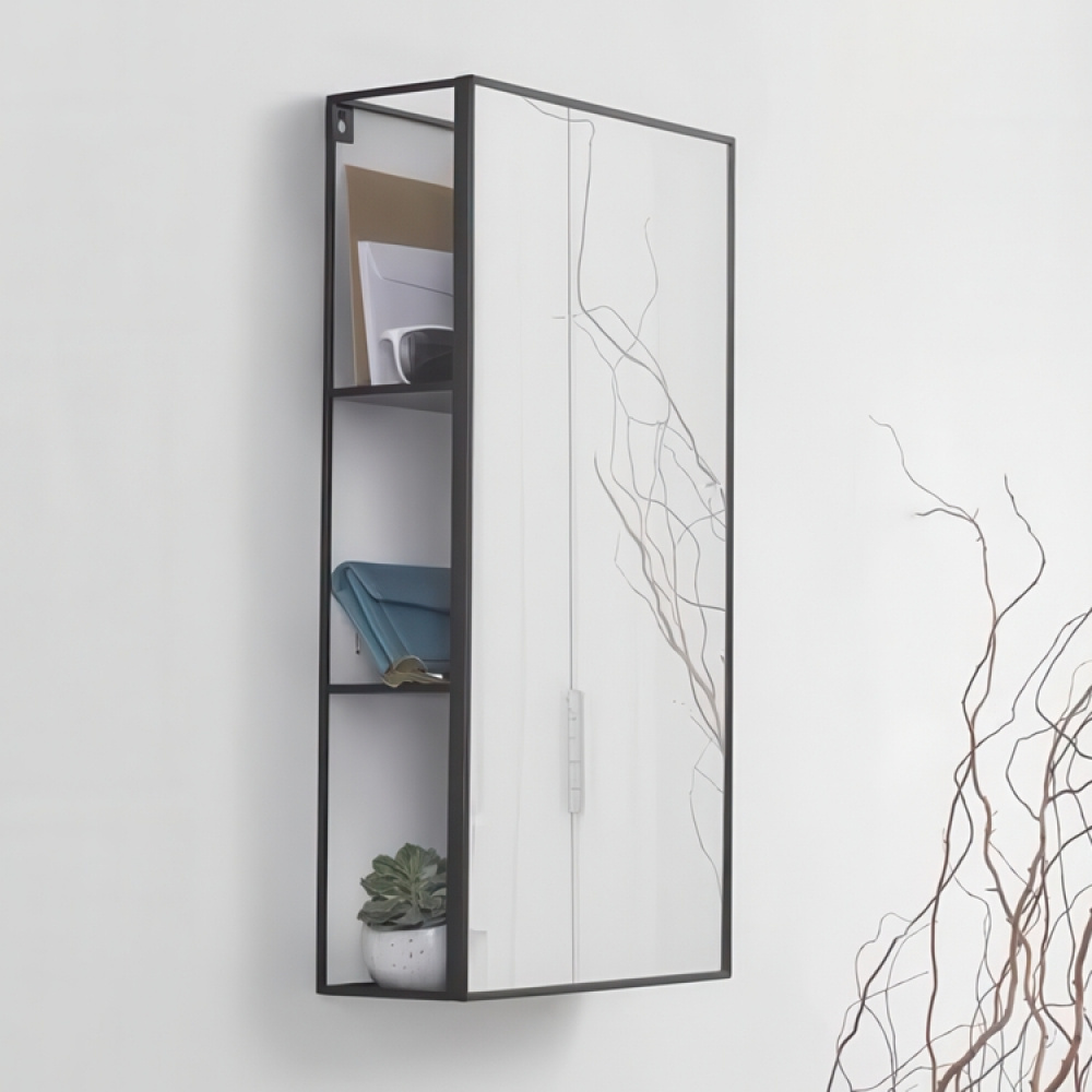 Väggförvaring med spegel, CUBIKO MIRROR, 30,5 x 13 x H 61cm, Umbra, Svart i gruppen Förvaring / Badrumsförvaring hos SmartaSaker.se (43226)