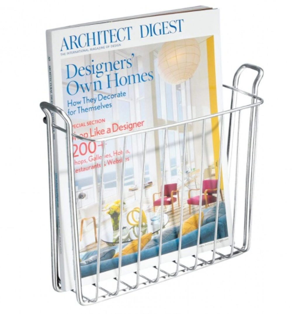 Väggkorg i metall för tidningar, CLASSICO MAGAZINE RACK, 8,4 x 27 x H 21,6 cm, Silver i gruppen Förvaring / Hallförvaring hos SmartaSaker.se (43230)
