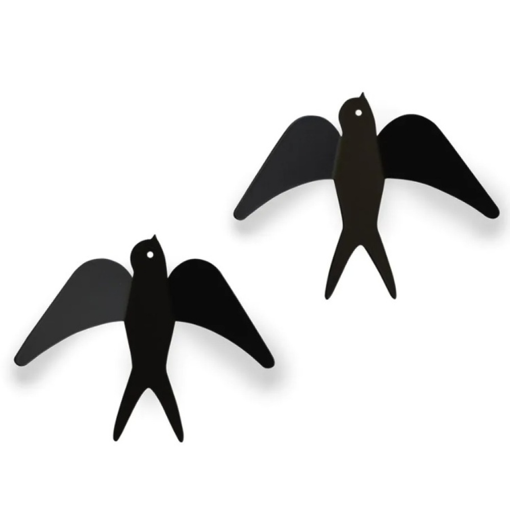 Väggkrokar i metall, 2 st svalor, BLACK SWALLOWS, 14 x H 14 cm, Svarta i gruppen Förvaring / Barnrumsförvaring hos SmartaSaker.se (43239)