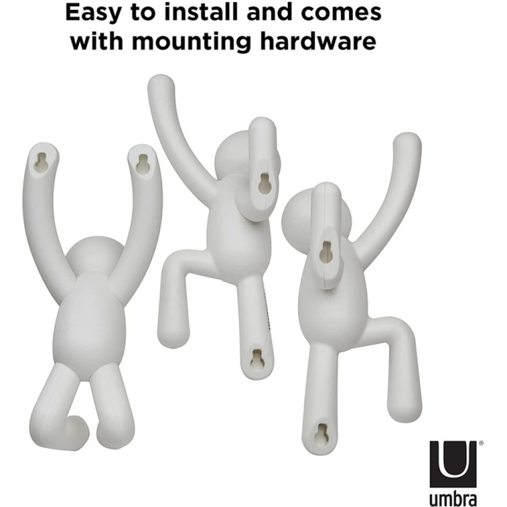Väggkrokar, Dekorativa, 3 st, UMBRA BUDDY HOOKS, Vita i gruppen Förvaring / Hallförvaring / Krokar och hängare hos SmartaSaker.se (43242)