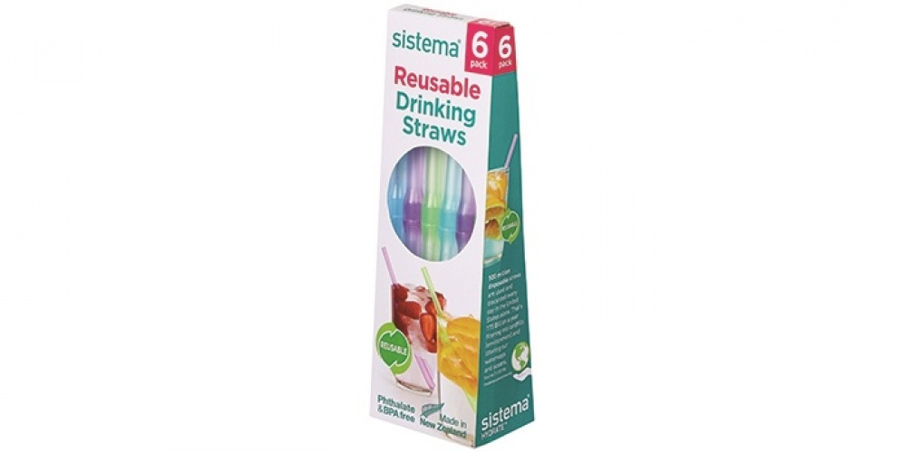 Återanvändbara, lättdiskade sugrör, SISTEMA HYDRATE REUSABLE, 6 sugrör, Blå, grön & lila i gruppen Förvaring / Köksförvaring hos SmartaSaker.se (43251)