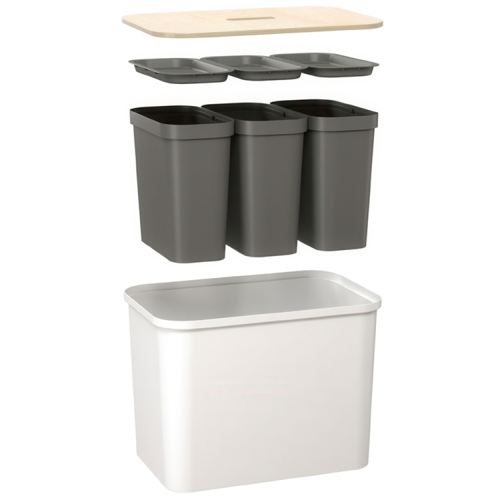Återvinningsstation med lock och 3 insatser, SMARTSTORE COLLECT, 76 L, 57 x 38 x H 42 cm i gruppen Förvaring / Städförvaring och sopsortering / Sopsortering hos SmartaSaker.se (43252)