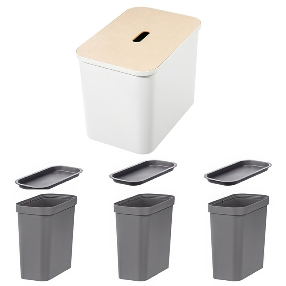 Återvinningsstation med lock och 3 insatser, SMARTSTORE COLLECT, 76 L, 57 x 38 x H 42 cm i gruppen Förvaring / Städförvaring och sopsortering / Sopsortering hos SmartaSaker.se (43252)