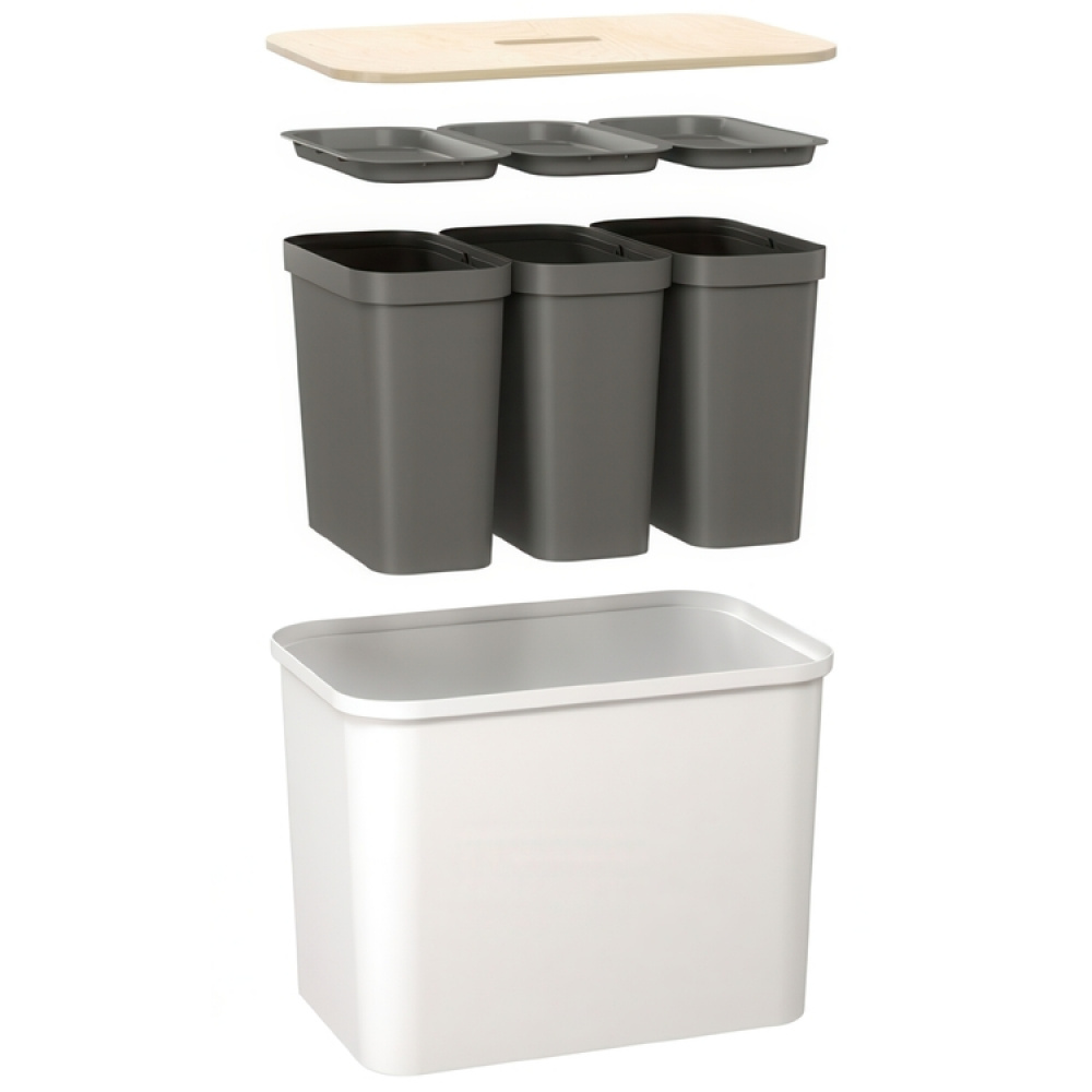 Återvinningsstation med lock och 3 insatser, SMARTSTORE COLLECT, 76 L, 57 x 38 x H 42 cm i gruppen Förvaring / Städförvaring och sopsortering / Sopsortering hos SmartaSaker.se (43252)