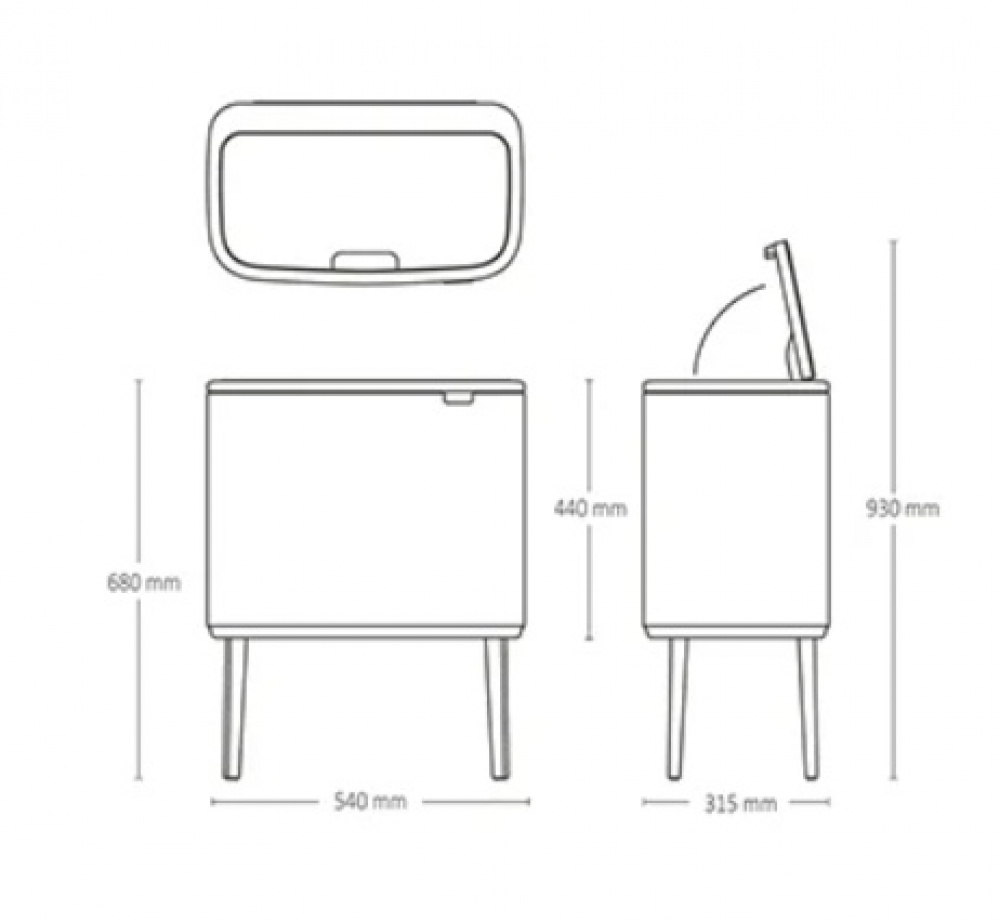 Återvinningsstation på ben, 2 insatser, BRABANTIA BO TOUCH 23 + 11 L, Pine Green i gruppen Förvaring / Städförvaring och sopsortering / Sopsortering hos SmartaSaker.se (43254)