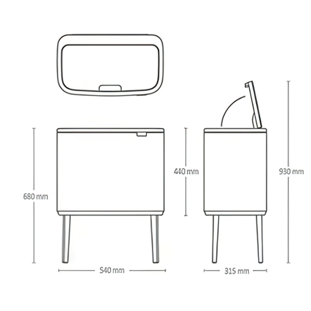 Återvinningsstation på ben, 3 insatser, BRABANTIA BO TOUCH 3 x 11 L i gruppen Förvaring / Städförvaring och sopsortering / Sopsortering hos SmartaSaker.se (43256)
