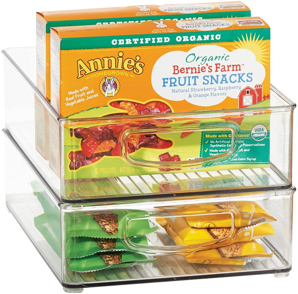 Öppen låda med handtag, Stapelbar, Låg, Kort, LINUS CABINET BIN, 25,4 x 20,3 x H 7,6 cm, Transparent i gruppen Förvaring / Förvaringslådor hos SmartaSaker.se (43263)